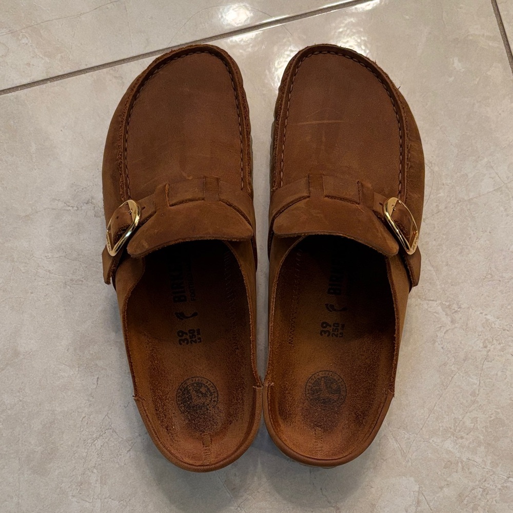 Birkenstock Buckley cognac Loafers with Gold Accent sz 39